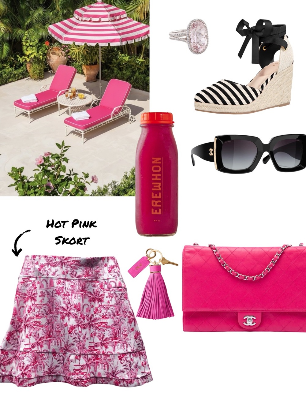 Hot Pink Printed Golf Skort with Flounce Hem